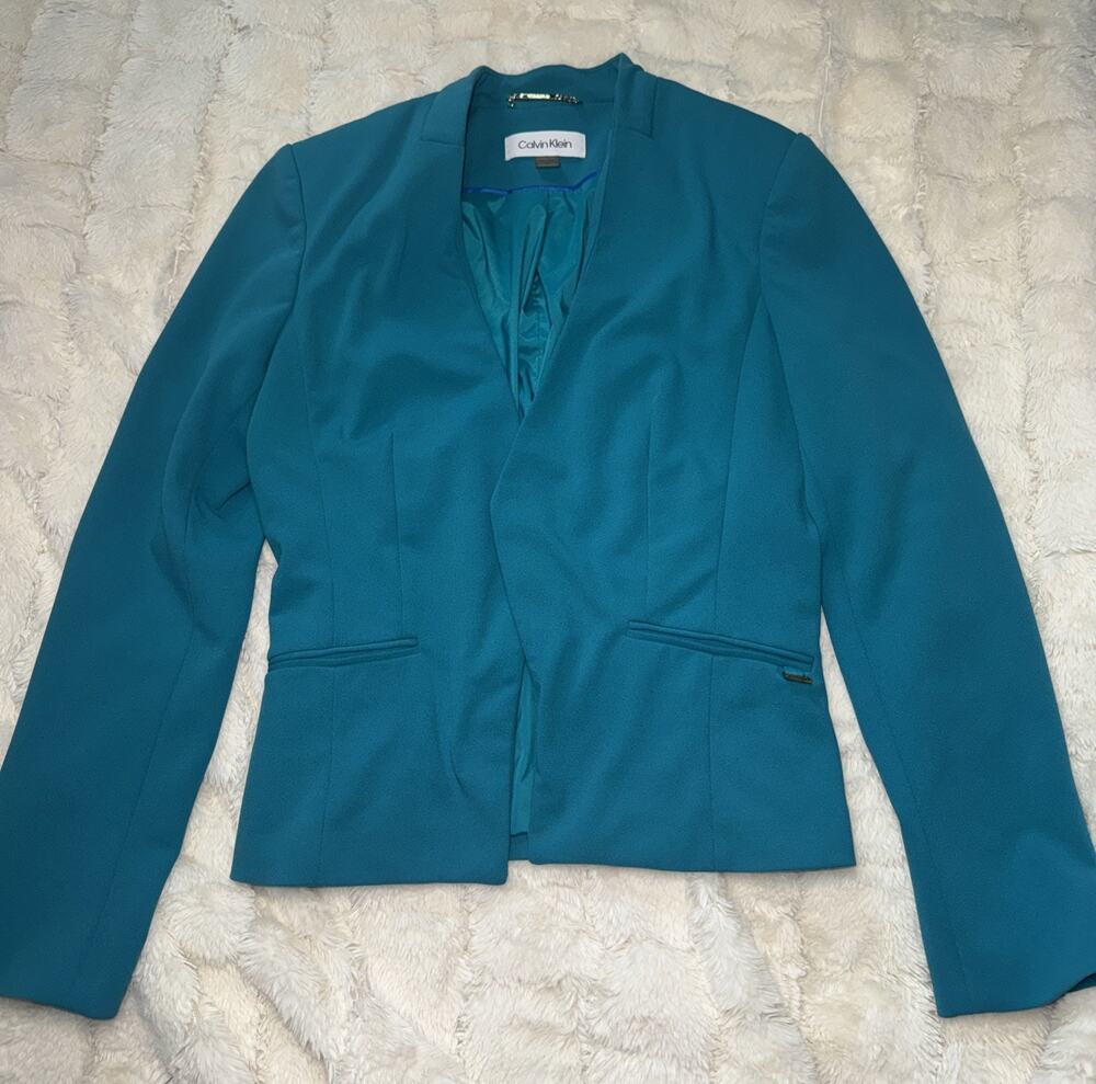 Calvin Klein Ladies Blazer, Turquoise Size Small - Classic - Picture 1 of 7